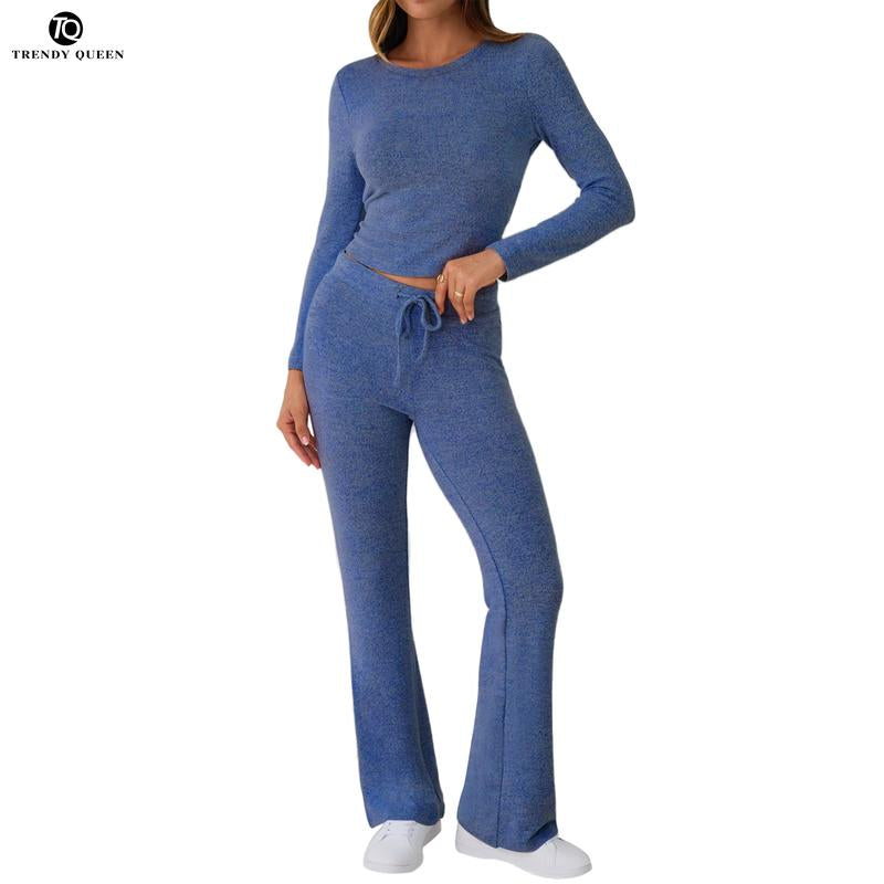 Elevate Your Comfort with TRENDY QUEEN Women’s 2 Piece Yoga Flare Leggings Set – Perfect for Casual Outings and Relaxation!
