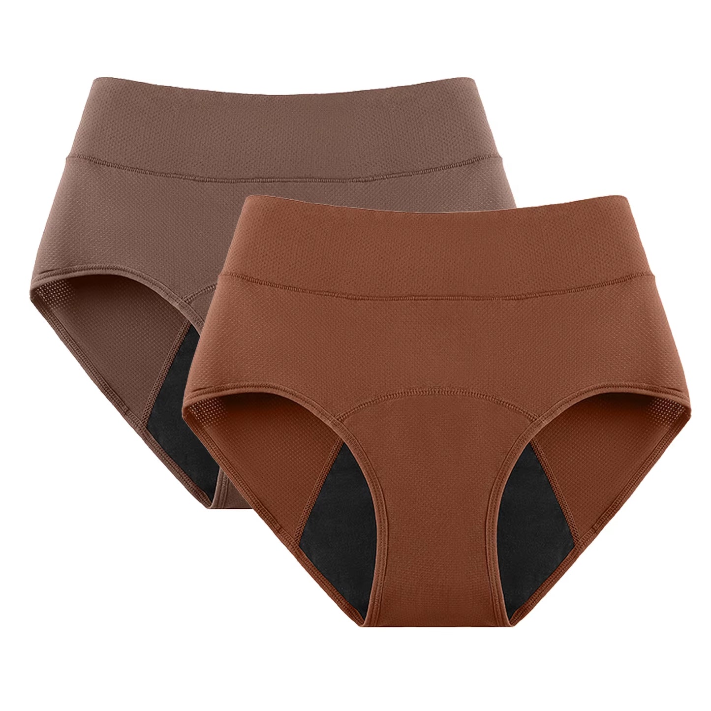 2-Pack High Waist 3-Layer Menstrual Panties for Women - Breathable, Waterproof, and Incontinence-Resistant Underwear in 5 Colors