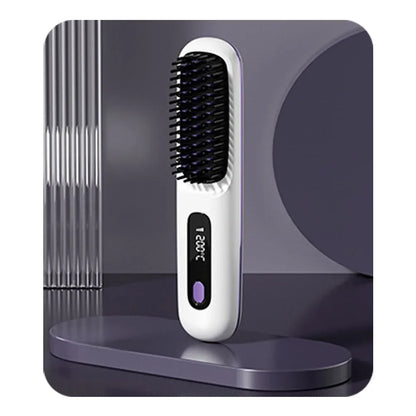 Revolutionize Your Hair Routine with the Cordless USB Rechargeable Hair Straightener Brush - Effortless Styling and Detangling with Negative Ion Technology