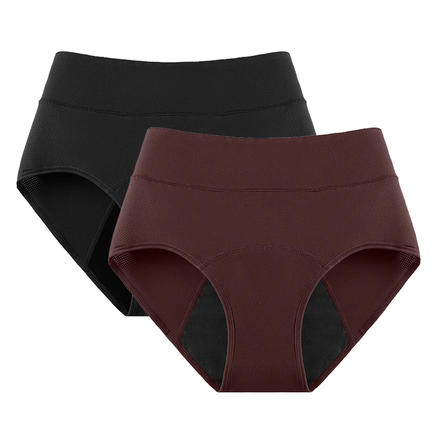 2-Pack High Waist 3-Layer Menstrual Panties for Women - Breathable, Waterproof, and Incontinence-Resistant Underwear in 5 Colors