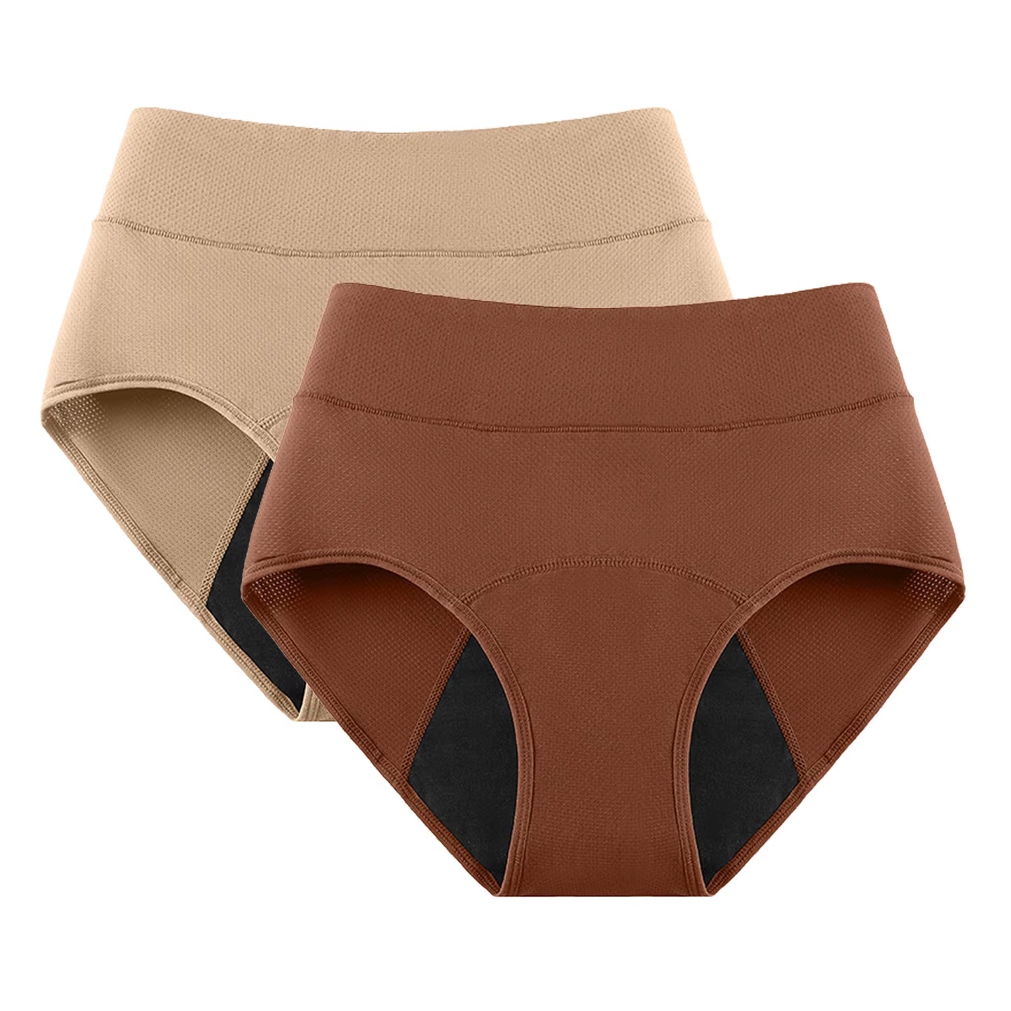 2-Pack High Waist 3-Layer Menstrual Panties for Women - Breathable, Waterproof, and Incontinence-Resistant Underwear in 5 Colors