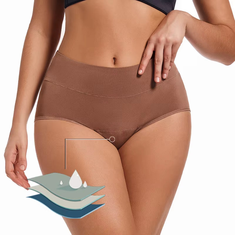 2-Pack High Waist 3-Layer Menstrual Panties for Women - Breathable, Waterproof, and Incontinence-Resistant Underwear in 5 Colors