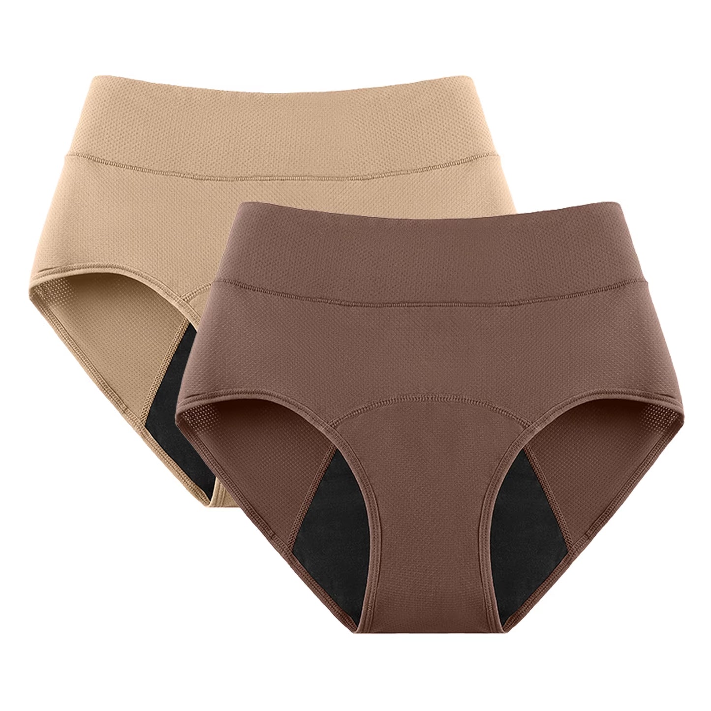 2-Pack High Waist 3-Layer Menstrual Panties for Women - Breathable, Waterproof, and Incontinence-Resistant Underwear in 5 Colors