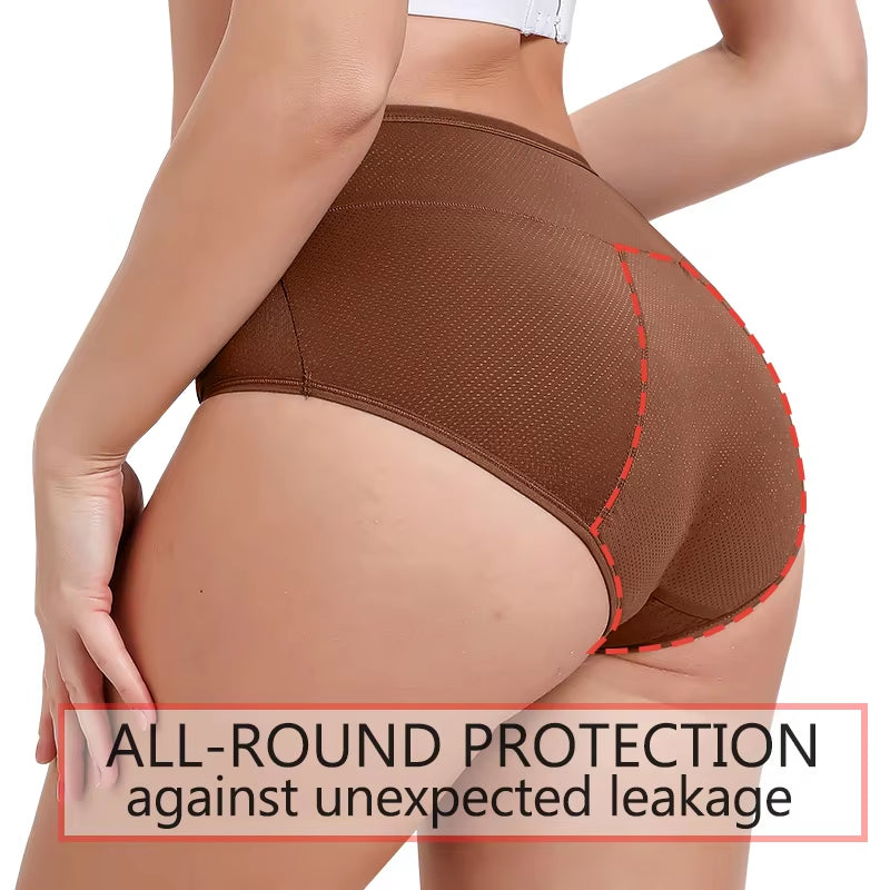 2-Pack High Waist 3-Layer Menstrual Panties for Women - Breathable, Waterproof, and Incontinence-Resistant Underwear in 5 Colors