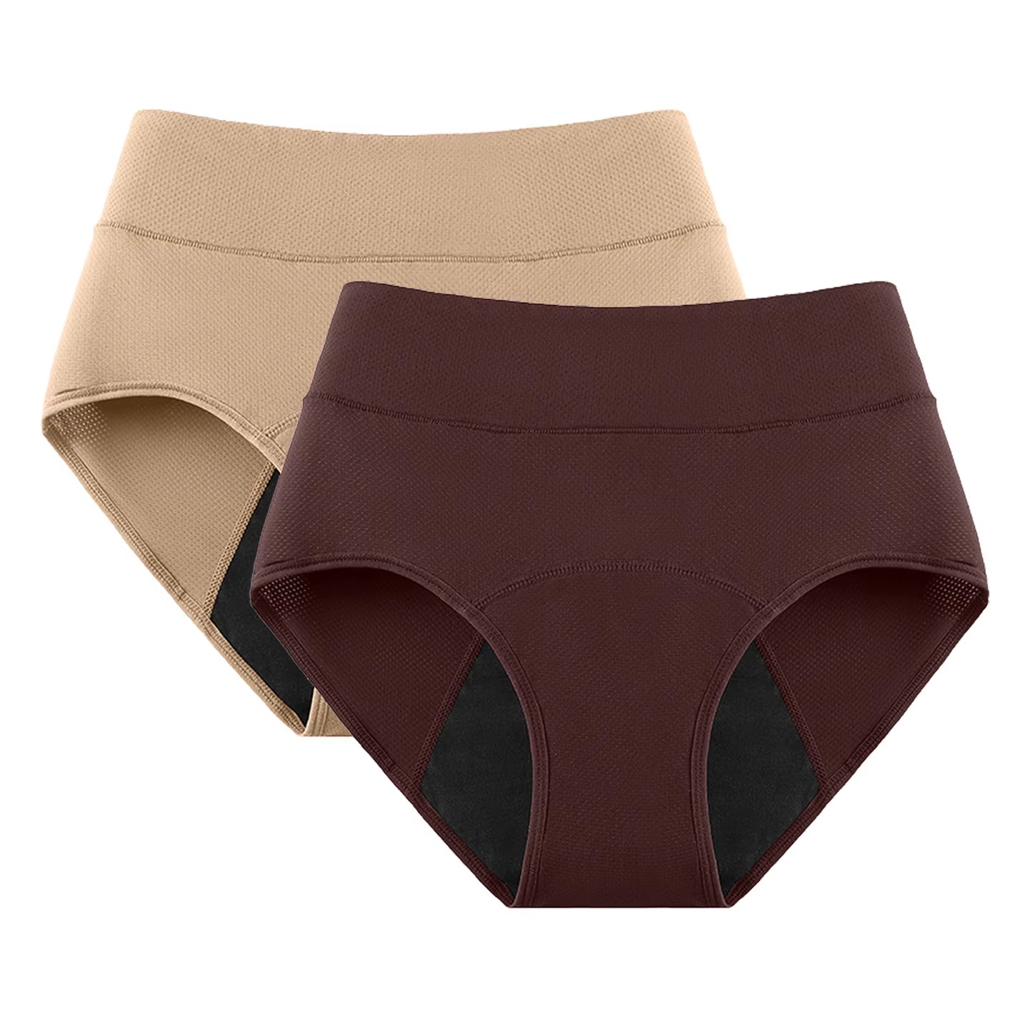 2-Pack High Waist 3-Layer Menstrual Panties for Women - Breathable, Waterproof, and Incontinence-Resistant Underwear in 5 Colors
