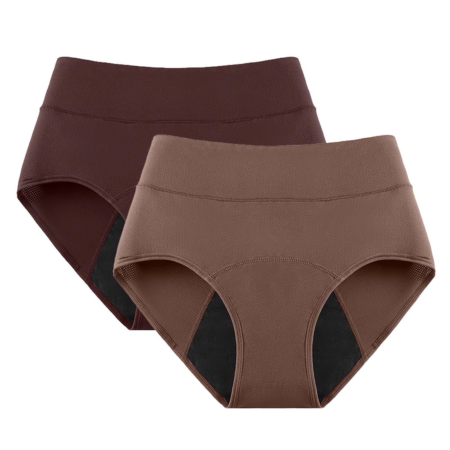 2-Pack High Waist 3-Layer Menstrual Panties for Women - Breathable, Waterproof, and Incontinence-Resistant Underwear in 5 Colors