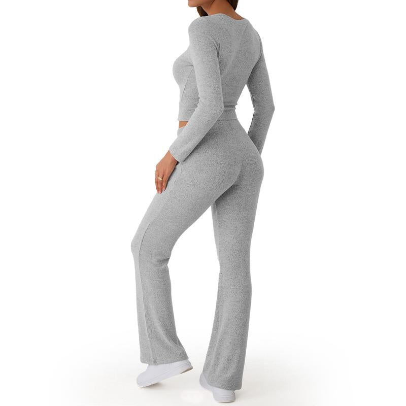 Elevate Your Comfort with TRENDY QUEEN Women’s 2 Piece Yoga Flare Leggings Set – Perfect for Casual Outings and Relaxation!