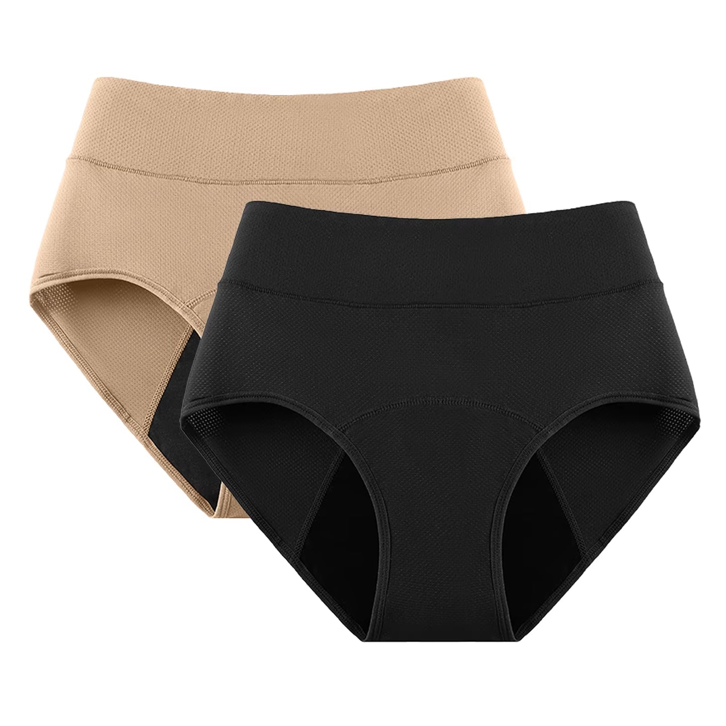 2-Pack High Waist 3-Layer Menstrual Panties for Women - Breathable, Waterproof, and Incontinence-Resistant Underwear in 5 Colors