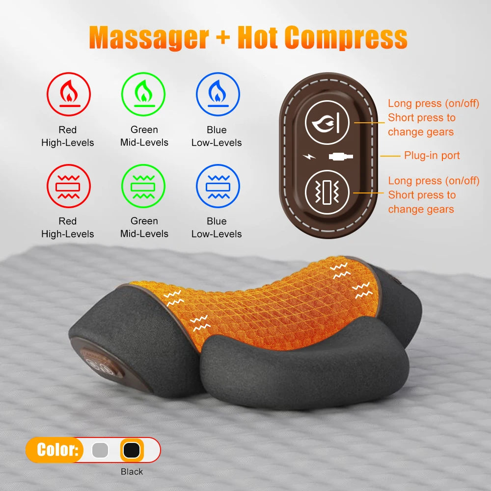 Rejuvenate Your Neck with the Ultimate Electric Neck Massager: Hot Compress, Vibration, and Cervical Support for Total Relaxation
